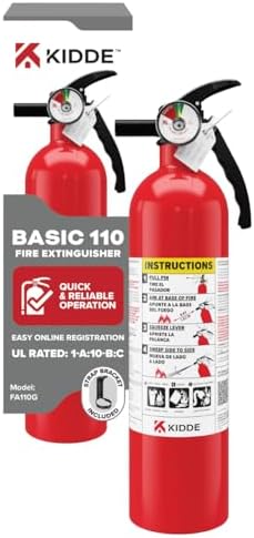 Kidde, FA110G, Multi Purpose Fire Extinguisher for Home, Office, Dorm, Residential, 1A10BC