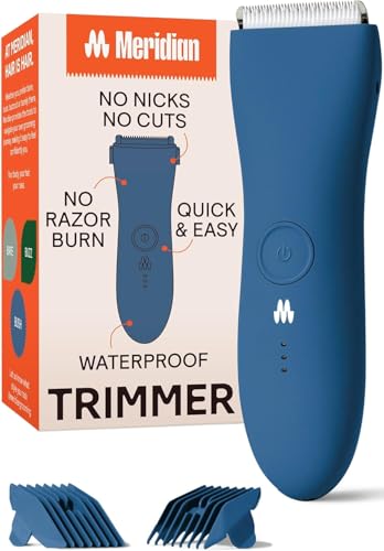 MERIDIAN The Trimmer Original - Body Hair Trimmer for Men, Electric Shaver for Pubic Hair, Chest, Legs & Bikini, Waterproof & Rechargeable, Ocean