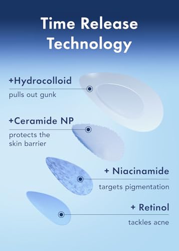 Rael Pimple Patches, Miracle Retinol Spot Cover - Hydrocolloid Acne Patch for Face, Absorbing Zits & Blemishes, PM Advanced Treatment, Facial Sticker (72 Count)