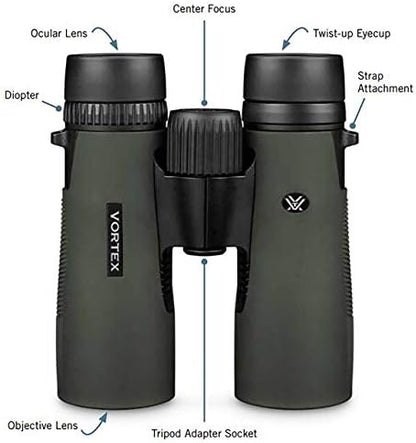 Vortex Optics Diamondback HD 8x28 Binoculars - HD Optical System, Non-slip Grip, Waterproof, Fogproof, Shockproof, Included Carry Case - Unlimited, Unconditional Warranty