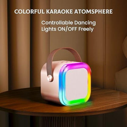 IROO Mini Karaoke Machine for Kids, 2025 TOP Toys Birthday Gifts Ideas for Girls Ages 4, 5, 6, 7, 8, 9, 10, 12+ Years Old, Portable MP3 Player with 2 Wireless Mics for Party