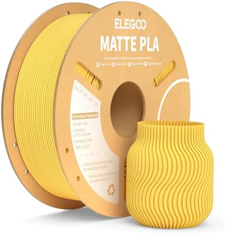 ELEGOO Matte PLA Filament Sunshine Yellow 1KG, 1.75mm 3D Printer Filament Dimensional Accuracy +/- 0.02mm, 1kg Carboard Spool (2.2lbs) for Most FDM 3D Printers