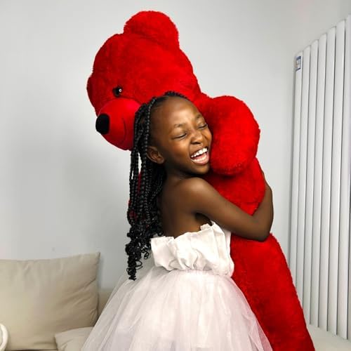 MaoGoLan Big Teddy Bear 55 inches,Life Size Big Plush Stuffed Animal,Adorable and Soft Red Teddy Bear Gift for Christmas,Valentines,Birthday,or Long Distance