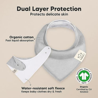 8-Pack Organic Baby Bandana Bibs for Boys, Girls - Super Absorbent Triangle Baby Bibs for Drooling and Teething Infant, 100% Cotton Extra Soft for Newborn, Infant 0-36 Months (Hunter)