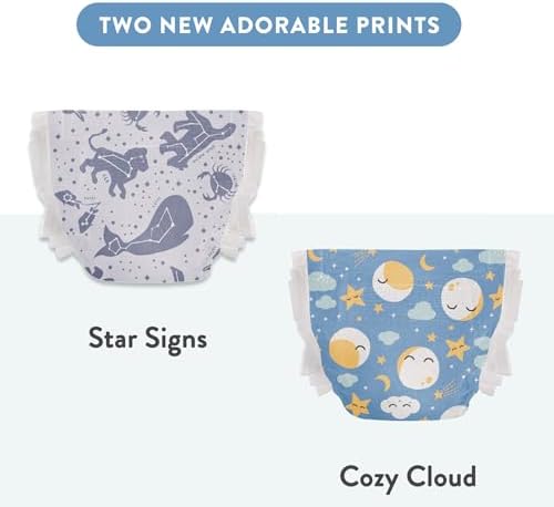 The Honest Company Clean Conscious Overnight Diapers for Sensitive Skin | Hypoallergenic, Fragrance Free | Cozy Cloud + Star Signs | Club Box, Size 6 (35+ lbs), 34 Count