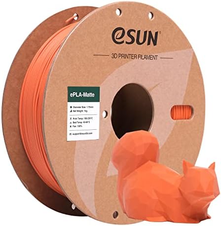 eSUN Matte PLA Filament 1.75mm, Matte 3D Printer PLA Filament, 1KG Spool 3D Printing Filament for 3D Printers, Tangerine