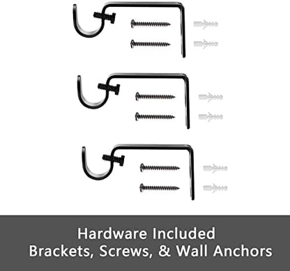 Curtain Rods for windows 28-78 inch, 5/8 inch Decorative Matte Black Splicing Heavy Duty Metal Curtain Rod set with Brackets