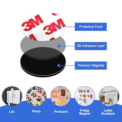 Magnetic Dots with Adhesive Backing (Diameter 1.2" x 0.08"), 240 Pieces Anisotropy Circle Magnets for DIY, Art Projects, Whiteboards & Fridge