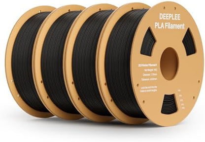 DEEPLEE PLA 1.75mm 3D Printer Filament, Dimensional Accuracy +/- 0.02mm, Neatly Wound, No Clogging, Vacuum Package, Fits for Most FDM 3D Printers, Cardboard Spool 4kg Black