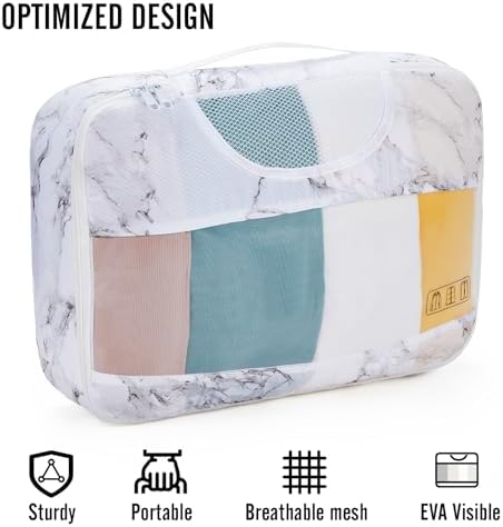 Veken 8 Set Packing Cubes for Travel Essentials, Suitcase Organizer Bags in 4 Sizes, Carry-On Luggage Accessories with Large Laundry & Hanging Toiletry Bag, Must-Have for Airplane, Road Trip & Camping