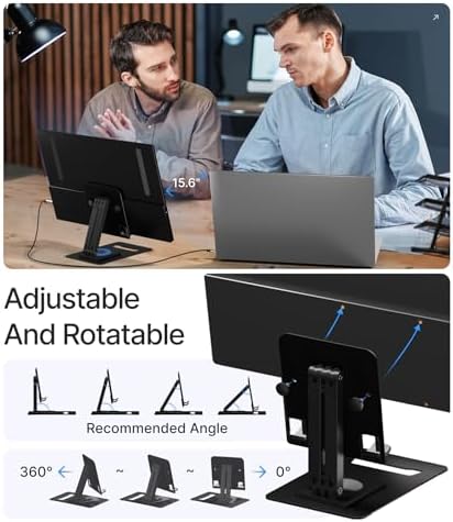 Ingnok 15.6'' FHD IPS Portable Monitor – Ultra Slim External Screen with USB C/HDMI for Laptop, Mac, PC, Phone, PS4, PS5, Switch (Renewed)