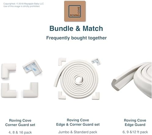 Roving Cove HeftyFit Corner Protector for Baby (16 Large Corners), Heavy-Duty Soft Rubber Foam Furniture Corner Bumper Guards, 3M Adhesive Pre-Taped, Oyster White (Off White)