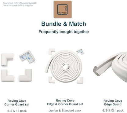 Roving Cove HeftyFit Corner Protector for Baby (16 Large Corners), Heavy-Duty Soft Rubber Foam Furniture Corner Bumper Guards, 3M Adhesive Pre-Taped, Oyster White (Off White)