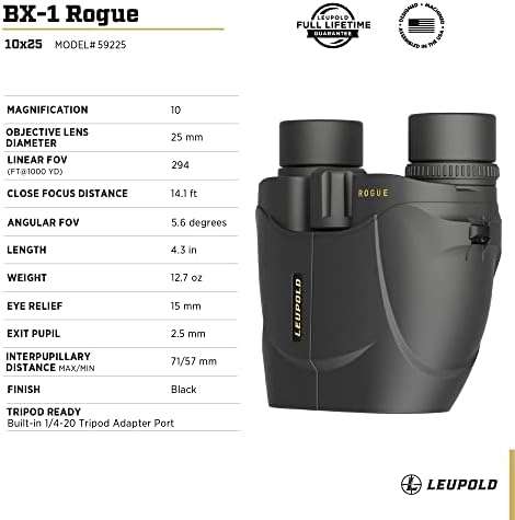 Leupold BX-1 Rogue Binoculars, 10x25mm (59225)