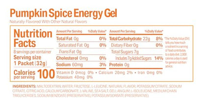GU Energy Original Sports Nutrition Energy Gel, Vegan and Dairy-Free On-the-Go Energy for Any Workout, Pumpkin Spice, 8-Count
