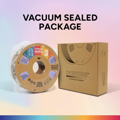 OVERTURE Matte PLA 3D Printer Filament 1.75mm, Matt Surface & Low Warping Filament 1kg Spool (2.2 lbs), Accuracy +/- 0.02 mm, Fit Most FDM Printers (Matte Lilac)