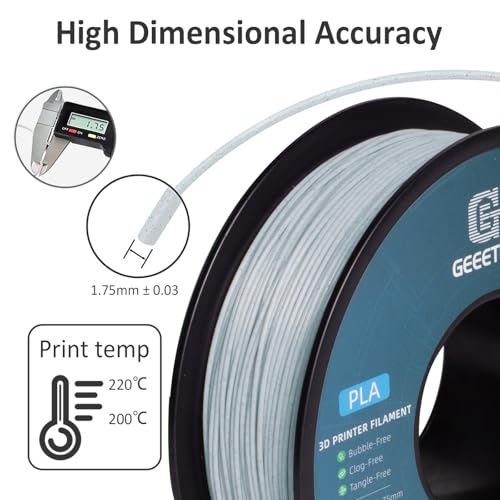 Geeetech Marble PLA 3D Printer Filament, Stone-Like Appearance, 1kg Spool (2.2lbs), 1.75mm Dimensional Accuracy +/- 0.02 mm, Marble White-Grey Color