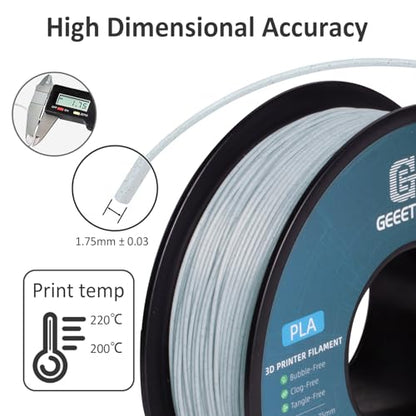 Geeetech Marble PLA 3D Printer Filament, Stone-Like Appearance, 1kg Spool (2.2lbs), 1.75mm Dimensional Accuracy +/- 0.02 mm, Marble White-Grey Color