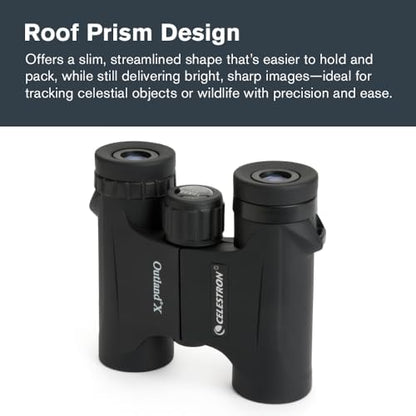 Celestron - Outland X 10x25 Binoculars – Ideal for Birding and Outdoors – 25mm Objective Lenses – 6.2° Field of View – BaK-4 Prisms – Multi-Coated – Waterproof and Fogproof