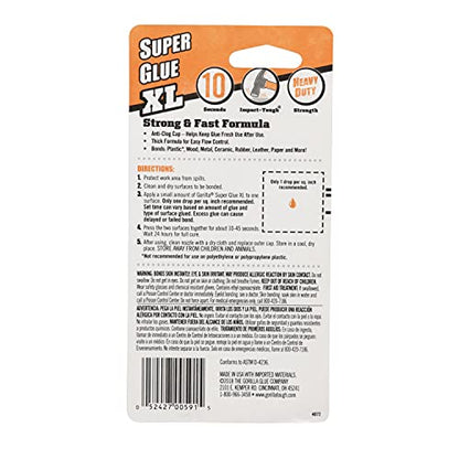 Gorilla Super Glue XL, Clear Glue, 25 Gram (Pack of 6) - All Purpose and Fast Setting for Projects and Repairs