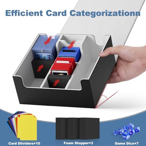 Mlikero Card Deck Case, Trading Card Storage Box for Magnetic Cards Holder and Hard Plastic Cards Protectors, Leather Magnetic Closure Deck Box Fit for MTG, TCG