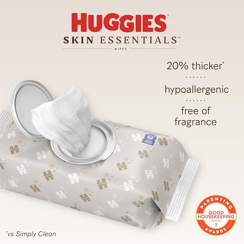 Huggies Skin Essentials Baby Wipes, Hypoallergenic, 99% Water, 10 Flip Top Packs (560 Wipes Total)