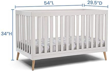 Delta Children Essex 4-in-1 Convertible Baby Crib, Bianca White with Natural Legs