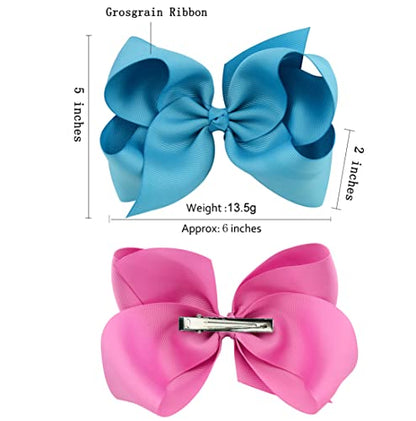 Big Hair Bows Clips for Girls Little Girl Bows Hair Clip Hair Accessories for Toddler Girls 4-6 (40pcs/6inch)
