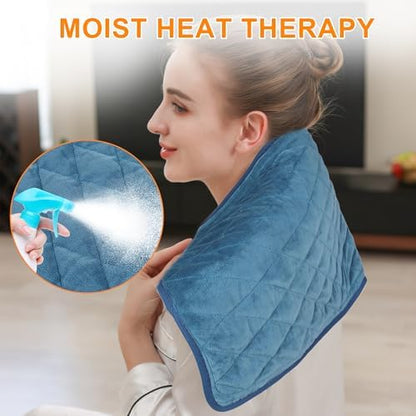 Weighted Heating Pad-Electric Heating Pads for Back,Neck,Abdomen,Moist Heated Pad for Shoulder,Knee,Hot Pad for Arms and Legs,Dry&Moist Heat & Auto Shut Off(Weighted Deepskyblue,12''×24'')