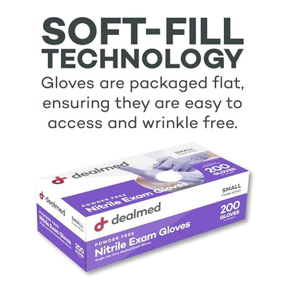 Dealmed Medical Exam Gloves – 200 Count Small Nitrile Gloves, Disposable Non-Irritating Latex Free, Multi-Purpose Use for a First Aid Kit and Medical Facilities