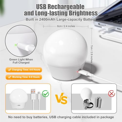 Brightown E26 Rechargeable Light Bulb with Remote Timer and 3 Color Temperatures, Battery Backup Bulb for Sconces and Lamps, E26 Detachable Charging for Non-Hardwired Fixture, Dimmer, 700LM