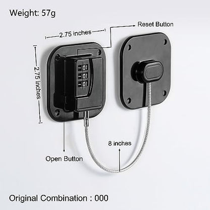 Refrigerator Lock, Heavy Duty Fridge Lock, Combination Lock for Refrigerator Cabinets, Drawers, Safety, Easy Install No Keys Needed (Black-2Pack)