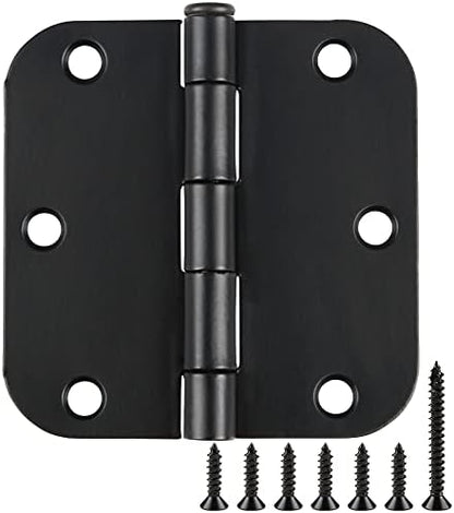 30 Pack Rounded Matte Black Door Hinges 3.5 Inch 5/8" Radius Interior 3 1/2" Flat Iron Bifold Residential Standard Bedroom Indoor for Doors 3 ½"Hardware Control House Home Decor Essentials Accessories
