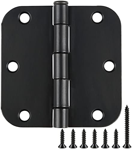 30 Pack Rounded Matte Black Door Hinges 3.5 Inch 5/8" Radius Interior 3 1/2" Flat Iron Bifold Residential Standard Bedroom Indoor for Doors 3 ½"Hardware Control House Home Decor Essentials Accessories