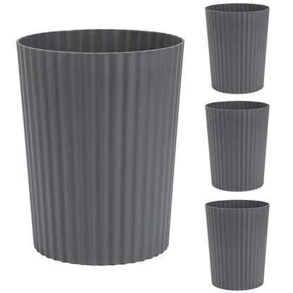 JiatuA Small Trash Can Plastic Wastebasket Round Garbage Container Bin for Bathroom, Kitchen, Bedroom, Home Office, College Dorm, Dark Grey 4 Pack