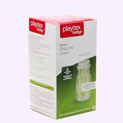 Playtex Baby Nurser Pre-Sterilized Disposable Drop-Ins Bottle Liners, Anti-Colic, Gas Reduction, Closer to Breastfeeding, 8 Oz, 100 Count