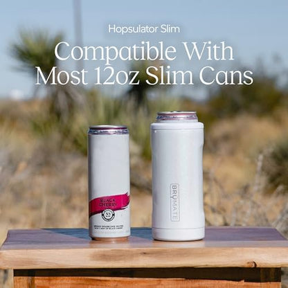 BrüMate Hopsulator Slim Can Cooler Insulated for 12oz Slim Cans | Skinny Can Insulated Stainless Steel Drink Holder for Hard Seltzer, Beer, Soda, and Energy Drinks (Nightfall Blue)