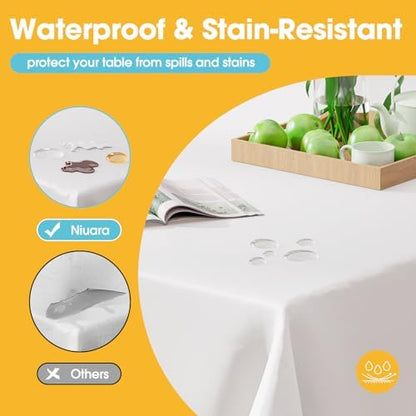White Plastic Table Cloth - 24 Pack 54" × 108" Rectangle Disposable Tablecloths for 6FT Tables, Waterproof Table Cover for Party, Holiday & Gathering Use