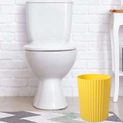 JiatuA Small Trash Can Plastic Wastebasket Round Garbage Container Bin for Bathroom, Kitchen, Bedroom, Home Office, College Dorm, Yellow