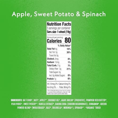 Once Upon a Farm | Organic Toddler Soft-Baked Bar Tractor Wheels | Apple, Sweet Potato & Spinach | Made with Real Fruit & Veggies | No Added Sugar | 8 Boxes