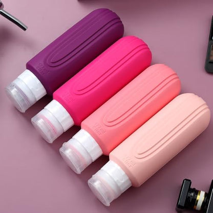 Travel Bottles for Toiletries, Large 6oz Oversize Containers, BPA Free Leak Proof Tubs Refillable Liquid Traveler Accessories with Toiletry Bag for Cometic Shampoo and Lotion Soap (4 Pack)