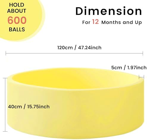 Ball Pit for Toddlers 47.24''x15.75'' Baby Ball Pits Round Foam Ball Pit Lagre Kids Ball Pool Ideal Gift for Children (Yellow, NO Balls)
