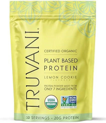 Truvani Vegan Pea Protein Powder | Lemon Cookie | 20g Organic Plant Based Protein | 10 Servings | Keto | Gluten & Dairy Free | Low Carb | No Added Sugar