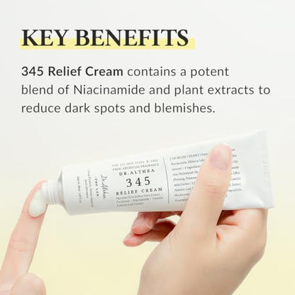 Dr.Althea 345 Relief Cream, Daily Face Moisturizer, Blemish Relief Care, Soothing Recovery & Moisture, Korean Vegan Skin Care for All Skin Types, 1.69 Fl Oz (Pack of 1)