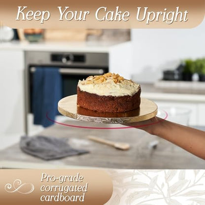 Cakebon Cake Boards - Sturdy 1/2 Inch Thick Drums - 12 Inch Professional Smooth Straight Edges Gold 6-Pack