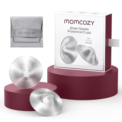 Momcozy 999 Silver Nursing Cups Original Perforated Breathable Design, 999 Silver Nipple Cover for Breastfeeding Essential,Nipple Shield for Nursing Newborn, Metal Nipple Shields, Regular Size
