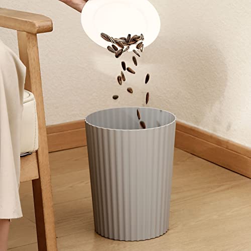 JiatuA Small Trash Can Plastic Wastebasket Round Garbage Container Bin for Bathroom, Kitchen, Bedroom, Home Office, College Dorm, Grey 2 Pack