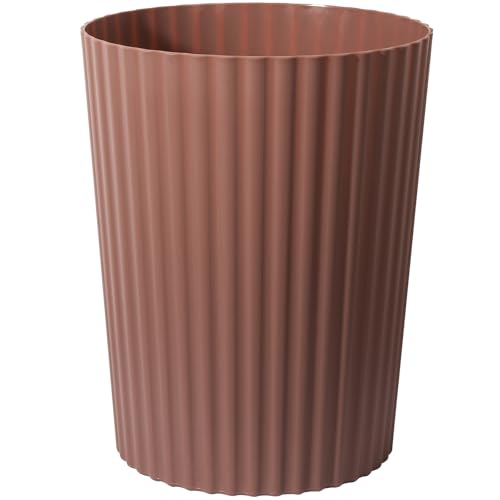 JiatuA Small Trash Can Plastic Wastebasket Round Garbage Container Bin for Bathroom, Kitchen, Bedroom, Home Office, College Dorm, Brown