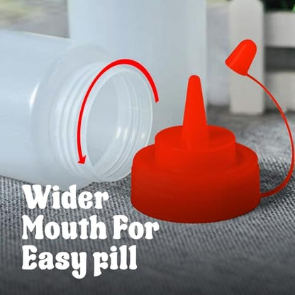 Norcalway 16 oz Condiment Squeeze Bottles for Sauces - Leak Proof - 6 Pack