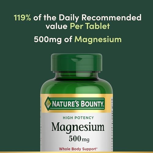 Nature's Bounty Magnesium Supplements 500mg Tablets, Support Bone & Muscle Health, 200 Count (Pack of 2)